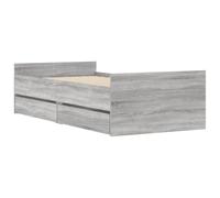 vidaXL Cadre de Lit avec Tiroirs, Lit Simple avec Sommier à Lattes, Lit Adulte de Chambre, Moderne, Sonoma Gris 75x190 cm Bois d'Ingénierie