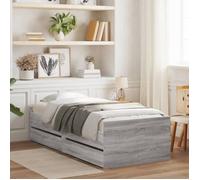 vidaXL Cadre de Lit avec Tiroirs, Lit Simple avec Sommier à Lattes, Lit Adulte de Chambre, Moderne, Sonoma Gris 90x190 cm 3207355