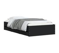 vidaXL Cadre de Lit avec Tiroirs, Lit Simple avec Sommier à Lattes, Lit Adulte, Meuble de Chambre à Coucher, Noir 90x200 cm Bois d'Ingénierie