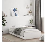 vidaXL Cadre de lit avec tiroirs, lit simple 90x190 cm, blanc, bois d'ingénierie