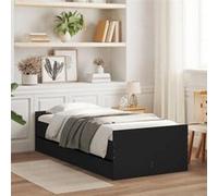 vidaXL Cadre de lit avec tiroirs noir 90x190 cm 3207379 Noir G
