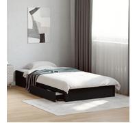 vidaXL Cadre de lit avec tiroirs noir 90x190 cm bois d'ingénierie, lit, lit de rangement, cadre de lit simple, lit simple, 3280707