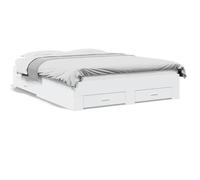 Vidaxl Cadre De Lit Avec Tiroirs Sans Matelas Blanc 150x200 Cm Blanc