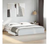 Cadre de lit avec tiroirs blanc 180x200 cm bois d'ingénierie