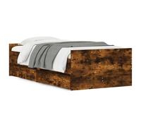 Vidaxl Cadre De Lit Avec Tiroirs Sans Matelas Chêne Fumé 90x190 Cm
