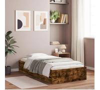 vidaXL Cadre de lit simple avec tiroirs – Sommier à lattes, bois d'ingénierie Chêne fumé 90x190 cm