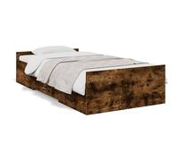 Vidaxl Cadre De Lit Et Tiroirs Chêne Fumé 90x190 Cm Bois D'ingénierie Multicolore