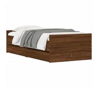 vidaXL Cadre de lit - Lit simple avec tiroirs, sommier à lattes, Chêne marron 90x190 cm