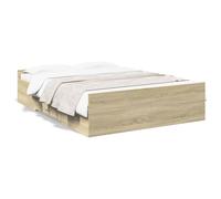 Cadre de lit et tiroirs chêne sonoma 120x190 cm bois ingénierie, lit, lit de rangement, cadre de lit double, lit double