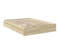 vidaXL Cadre de lit avec tiroirs chêne Sonoma 140x190 cm sans matelas
