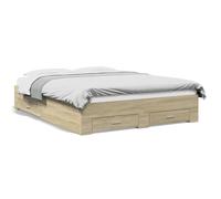 Vidaxl Cadre De Lit À Tiroirs Chêne Sonoma 160x200cm Bois D'ingénierie Marron