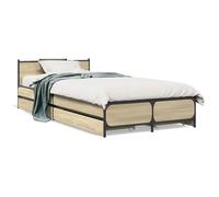 Cadre de lit et tiroirs chêne sonoma 90x200cm bois d'ingénierie, lit, lit d'invité, lit avec tête de lit, meuble de chambre à coucher, sommier