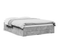 vidaXL Cadre de lit et tiroirs gris béton 120x200 cm bois d'ingénierie, lit, lit de rangement, cadre de lit double, lit 3280394