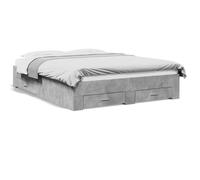 Vidaxl Cadre De Lit Avec Tiroirs Sans Matelas Gris Béton 150x200 Cm Marron
