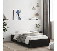Vidaxl Cadre De Lit Avec Tiroirs Sans Matelas Noir 75x190 Cm Marron