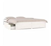 vidaXL Cadre de Lit avec Tiroirs Sommier à Lattes Lit Adulte Double Cadre à Lattes sur Pied Chambre à Coucher Maison Intérieur Blanc 200x200 cm
