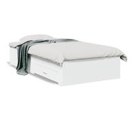 vidaXL Cadre de Lit avec Tiroirs, Sommier à Lattes, Lit Adulte, Lit Simple de Chambre à Coucher Intérieur, Blanc 75x190 cm Bois d'Ingénierie