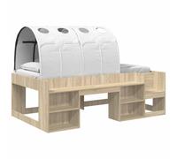 vidaXL Cadre de lit avec Tunnel 3 pc Chêne Sonoma et Blanc, Cadre de lit rectangulaire Moderne, Design Minimaliste, Meuble Gain de Place, Style Bois pour Dormir