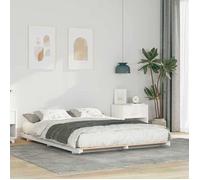 vidaXL Cadre de lit bas en blanc, 140 x 220 cm, en bois de pin massif. Fini mat, facile à monter. Style japonais, moderne 873131