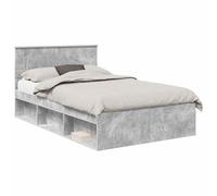 vidaXL Cadre de lit Béton 120 x 200 cm Bois d'ingénierie, Chambre moderne, design rectangulaire avec des matériaux durables pour une décoration intérieure élégante et fonctionnelle, pour n'importe que
