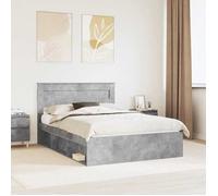 vidaXL Cadre de lit Béton 140 x 190 cm Bois de pin massif, Chambre, Design Rectangulaire, Mobilier de Style Moderne, 3409754