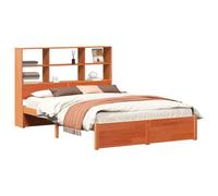 vidaXL Cadre de lit bibliothèque Cire marron 150 x 200 cm, Cadre de lit avec tête de lit bibliothèque élégante, cadre en pin durable, design minimaliste, solution de rangement rectangulaire pour chamb