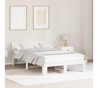 vidaXL Cadre de lit avec tête de lit Blanc 120x200 cm en Bois de pin Massif, Minimaliste, Solution de Rangement Personnalisable pour Chambre d'adulte, lit Simple Durable