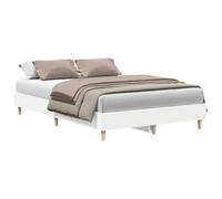 vidaXL Cadre de lit Blanc 137 x 190 cm Bois d'ingénierie, Lit Plateforme Moderne et Minimaliste, Meuble d'intérieur Durable, Design Simple, Pas Besoin de sommier, Soutien Solide