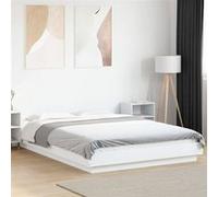 vidaXL Cadre de lit Blanc 140x190 cm bois d'ingénierie, meuble de chambre à coucher, sommier, lit de palette, lit, lit 3281217