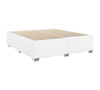 vidaXL Cadre de lit rembourré 200x200 cm en similicuir blanc avec sommier
