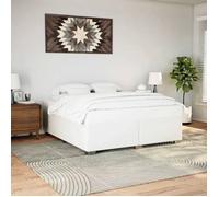 vidaXL Cadre de lit rembourré 200x200 cm en similicuir blanc avec sommier
