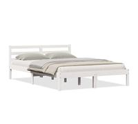 vidaXL Cadre de lit Blanc 208.6 x 157.6 x 69.4 cm Pin Massif, Cadre de lit en Bois Chic, mobilier Moderne, Sommeil Cosy, pin Robuste, intérieur Simple et élégant