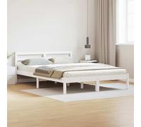 vidaXL Cadre de lit Blanc 220 x 140 cm Bois Massif en pin, Mobilier de Chambre stylé, Cadre de lit Moderne en pin, tête de lit élégante, Design Minimaliste pour déco intérieure Chic.