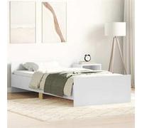 vidaXL Cadre de lit blanc 75x190 cm petit simple bois d'ingénierie 835946 Blanc G