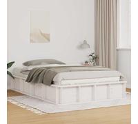 vidaXL Cadre de lit Blanc avec Rangement escamotable - 140 x 200 cm - en Bois de pin Massif - Super Chic et Fonctionnel, idéal pour ta Chambre - Design Minimaliste Moderne Qui s'adapte