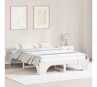 Vidaxl Cadre De Lit Blanc Bois 150 X 200 Cm Minimaliste