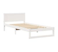 vidaXL Cadre de lit avec tête de lit blanc 75 x 190 cm pin massif