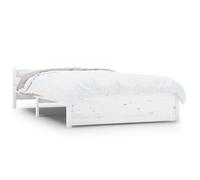 Vidaxl Cadre De Lit Blanc Bois Massif 135x190 Cm Double Blanc
