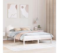 Vidaxl Cadre De Lit Blanc Bois Massif 150 X 200 Cm Robuste Lit