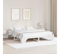 Vidaxl Cadre De Lit Blanc Bois Massif 200 X 200 Cm Simpliste