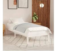vidaXL Cadre de lit Blanc Bois massif 75x190 cm Petit simple 809978