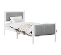 vidaXL Cadre de lit en pin massif Blanc et gris clair 75 x 190 cm