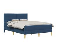 vidaXL Cadre de lit Bleu 140 x 200 cm Polyester, Chambre Chic, lit rectangulaire, Matelas en Mousse Confortable, Meuble en contreplaqué Solide, Design stylé