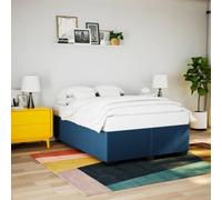 vidaXL Cadre de lit Bleu 140x190 cm Tissu, sommier, Cadre de lit Plateforme, Cadre de lit rembourré, Meuble de Chambre à Coucher, Cadre de lit Double