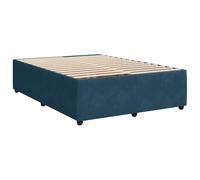 vidaXL Cadre de lit Bleu 140x190 cm Velours, sommier, Cadre de lit Plateforme, Cadre de lit rembourré, Meuble de Chambre à Coucher