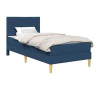 vidaXL Cadre de lit Bleu 90 x 200 cm Polyester, Chambre Chic, lit rectangulaire, Matelas en Mousse Confortable, Meuble en contreplaqué Solide, Design stylé