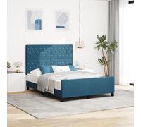 Vidaxl Cadre De Lit Bleu Foncé 160x200 Cm Velours Bleu