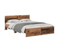 vidaXL Cadre de lit Bois Ancien 120 x 190 cm Bois d'ingénierie, Cadre de lit Moderne, Design rectangulaire, LED avec tête de lit, éclairage Sympa pour Une Chambre stylée