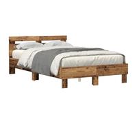 vidaXL Cadre de lit Bois Ancien 120 x 190 cm Bois d'ingénierie, Cadre de lit Moderne, Meuble Robuste, LED avec USB, Design stylé et Adaptable, Forme rectangulaire