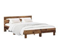 vidaXL Cadre de lit Bois Ancien 135 x 190 cm Bois d'ingénierie, Lit Moderne, Cadre rectangulaire, Bois Durable, Style Minimaliste, Pratique pour Petits espaces, Meuble de qualité